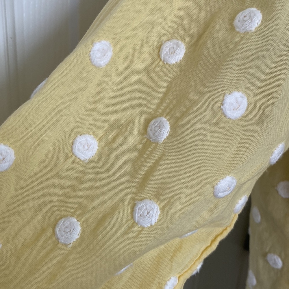 Copper Key Embroidered Dot Yellow Button Down Top Size XS - Picture 4 of 8